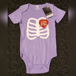 Okie Dokie‎ Halloween Skeleton Onesie Bodysuit Purple NWT Size 12 Months